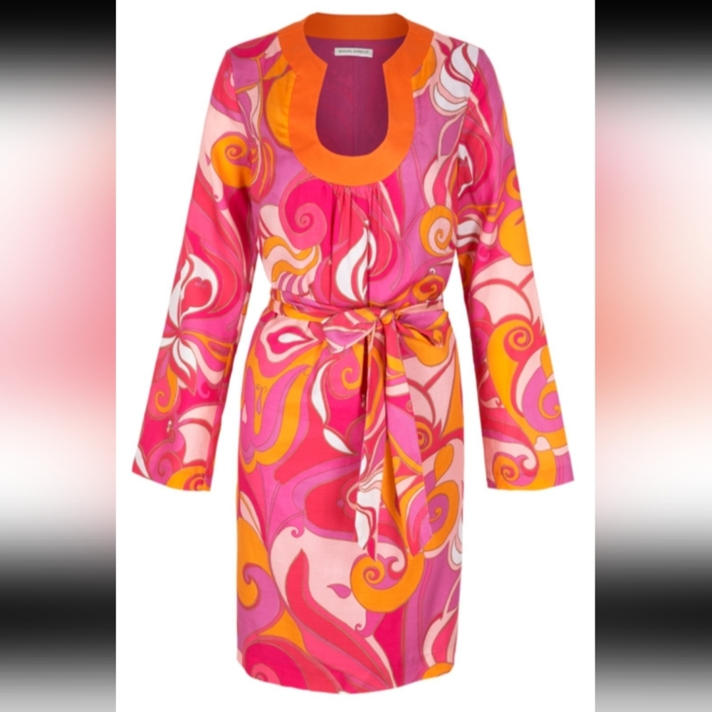 TRINA TURK Banana Repubkic Paisley Swirl Silk Blend Multicolored Dress NWOT - Picture 2 of 11
